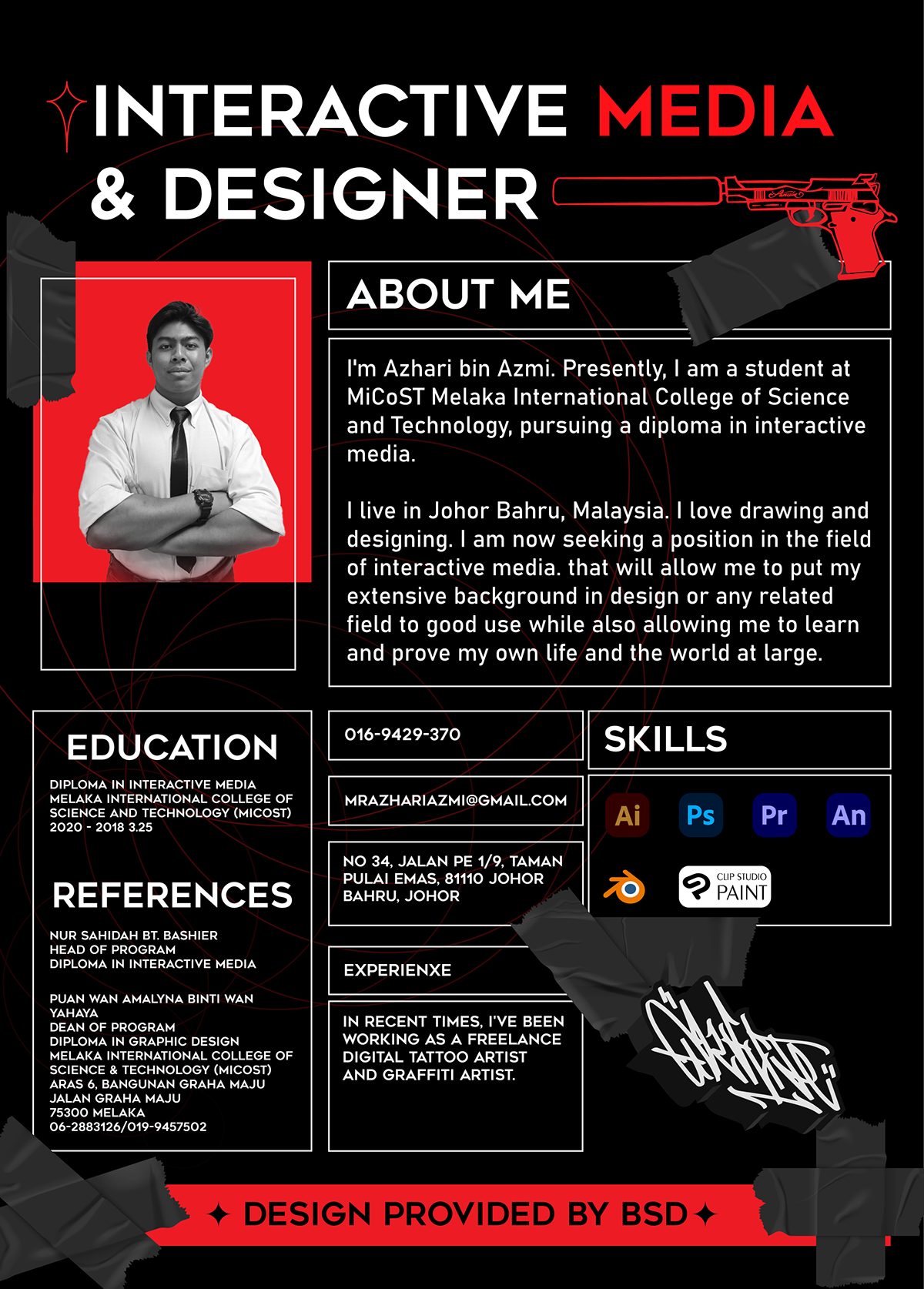 resume about me as an Interactive Media and a Designer.