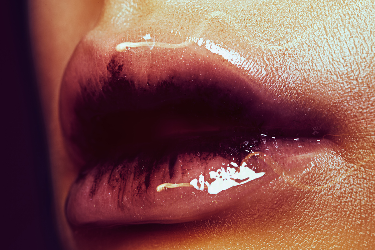fire lips eyes close-up studio