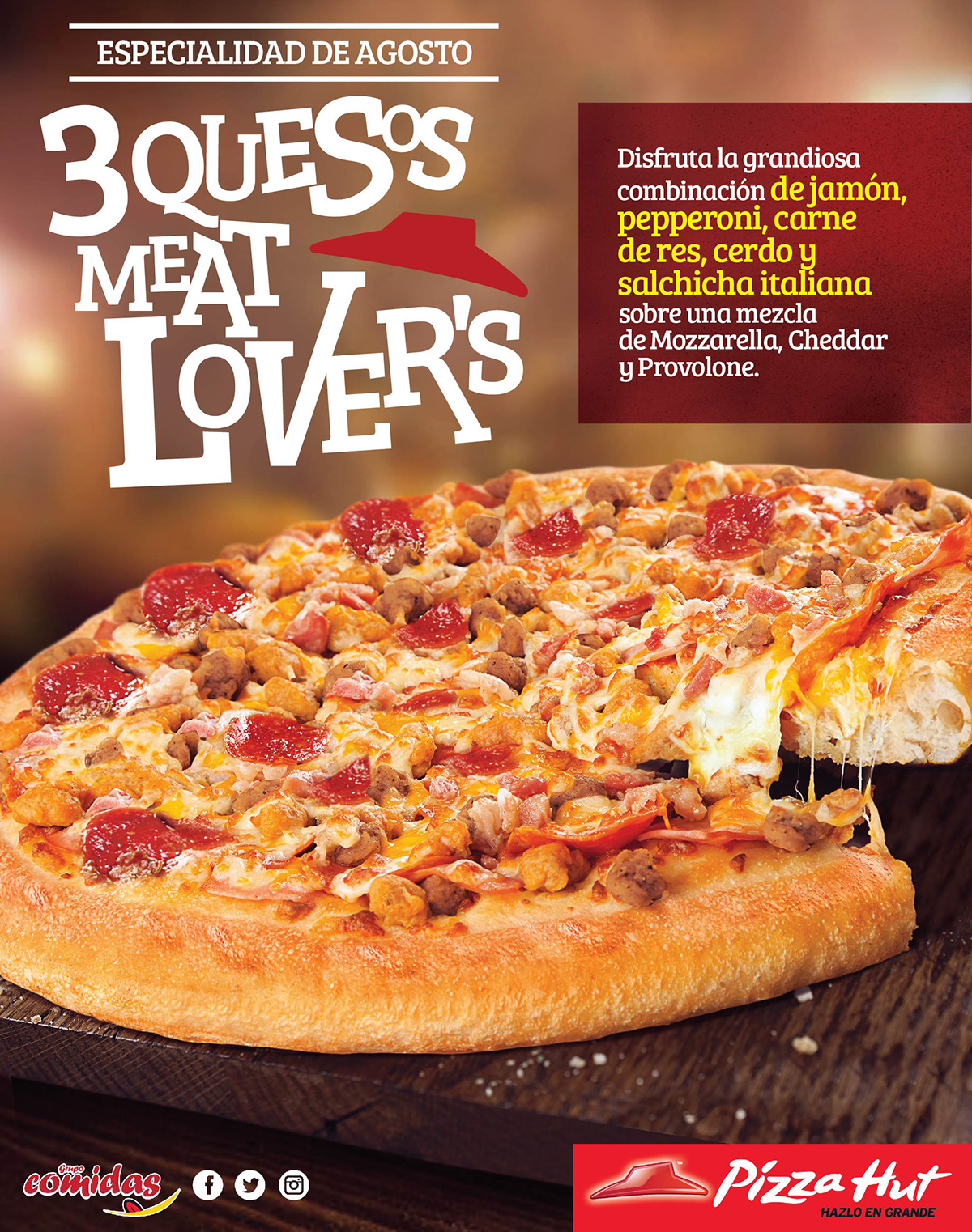 Pizza hut meat Lovers Cheese queso extra Food  fast pepperoni