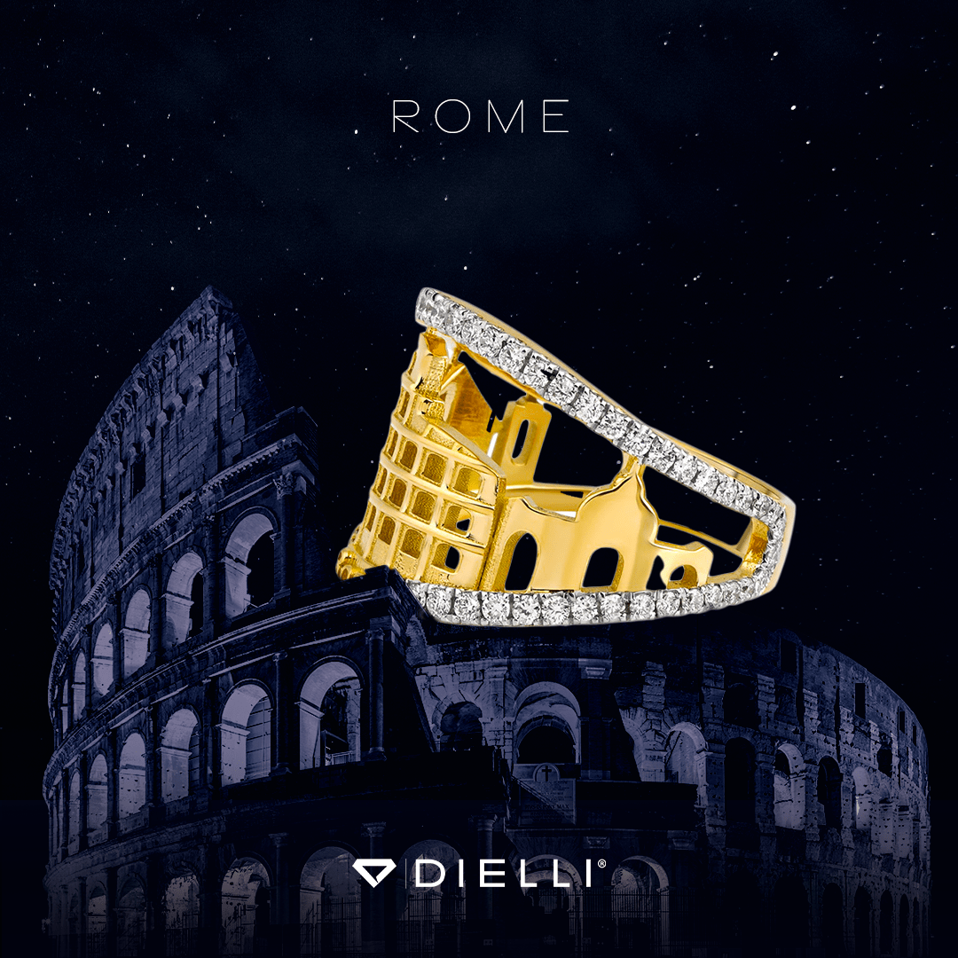 luxury diamond ring, social media post, rome concept