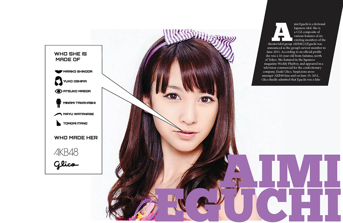 magazine type print design fake Entertainment Production japanese 2-D editorial feature Layout Popstars