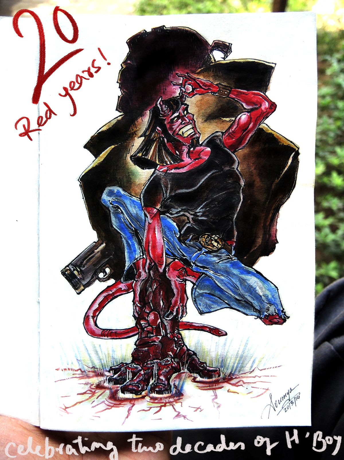 Hellboy mike mignola 20th Anniversary comic art traditional medium watercolour