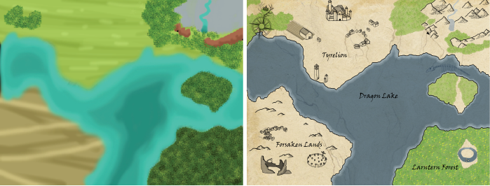 digital fantasy forest Hollows map sketch