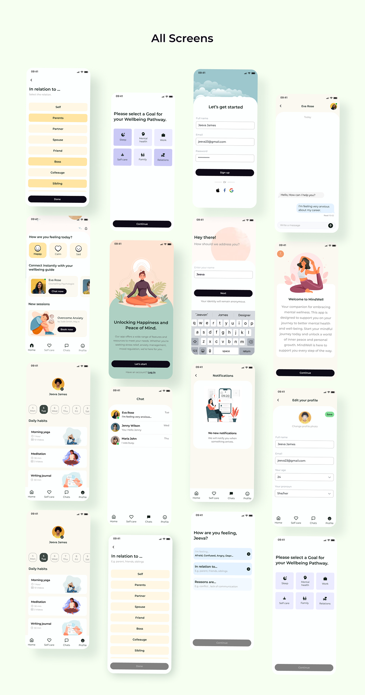 UI/UX Case Study user experience app design Figma user interface UX design Mobile app mental health therapy psychology