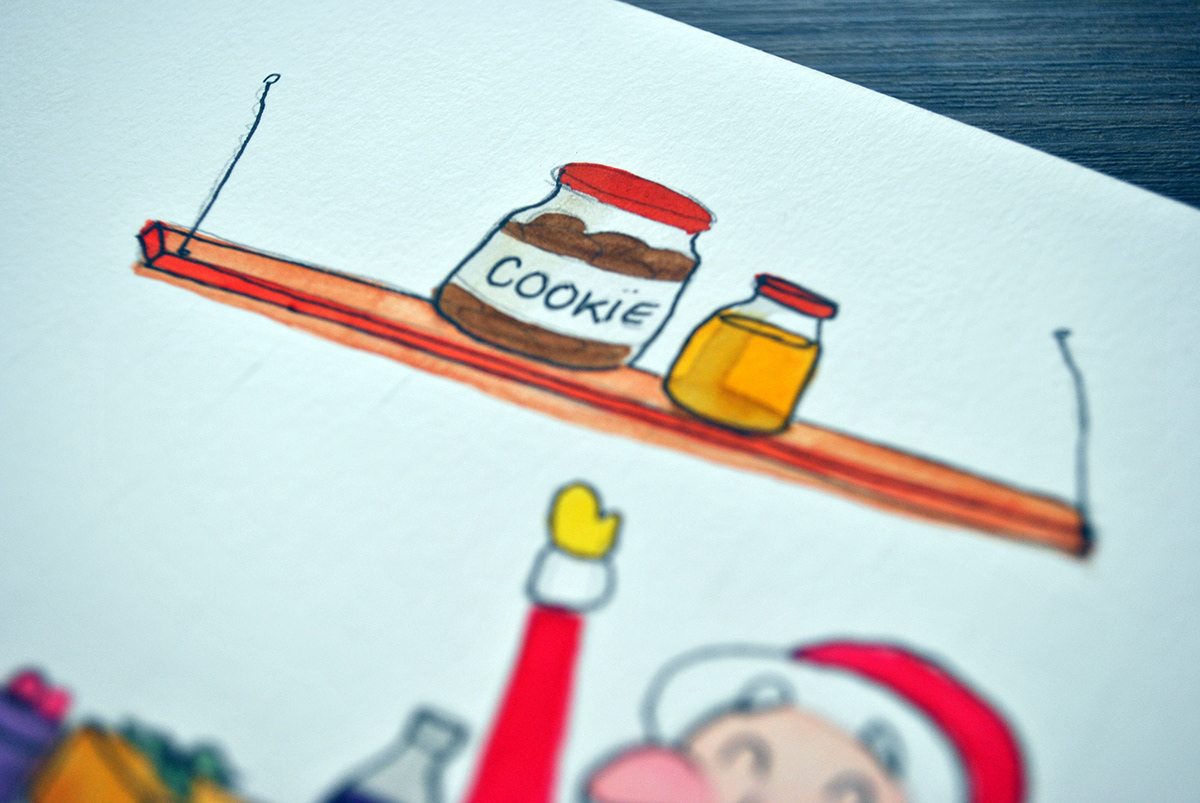 natal aquarela watercolor tipografia Proibido comunicação Christmas Papai Noel Santa Claus felicidade prosperidade