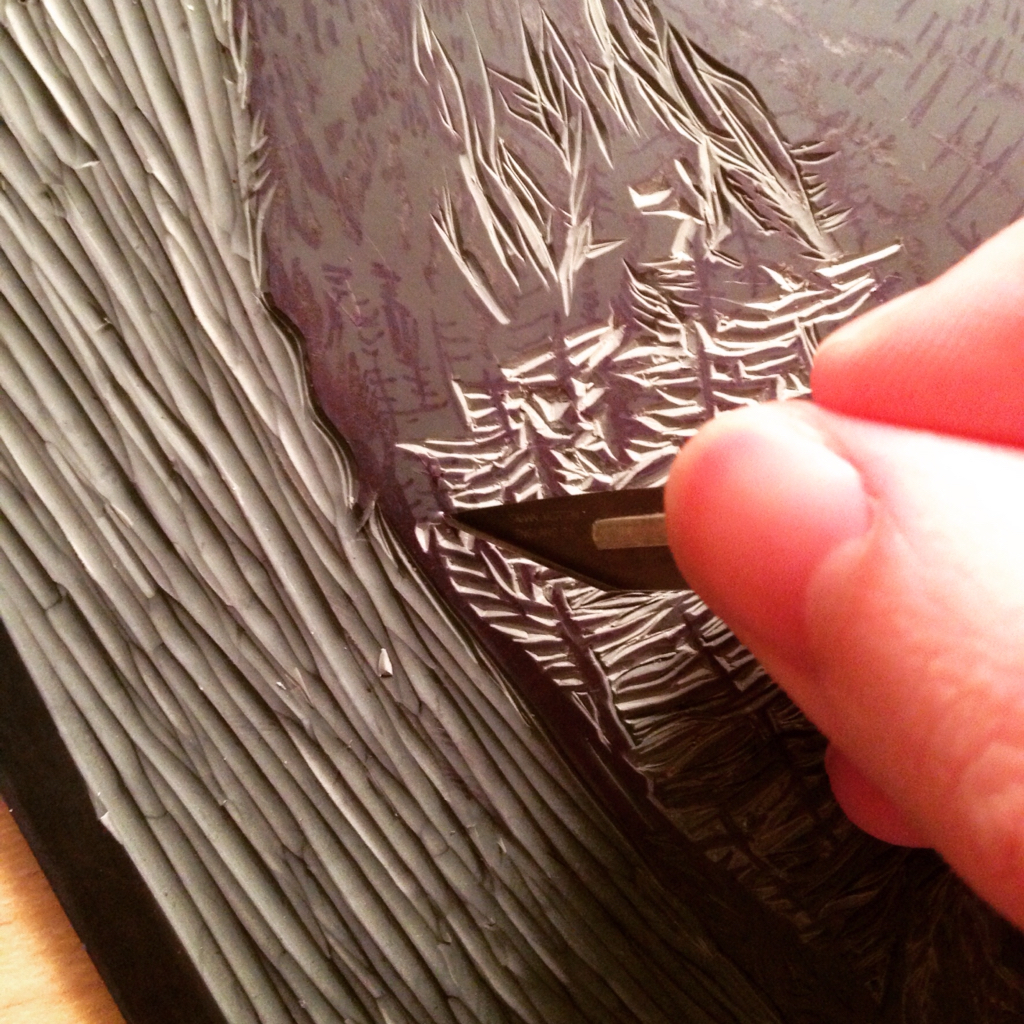 linocut Linoprint printmaking relief printing owl bird wildlife Mono print