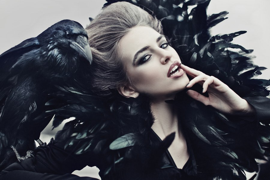 raven feathers gothic dress