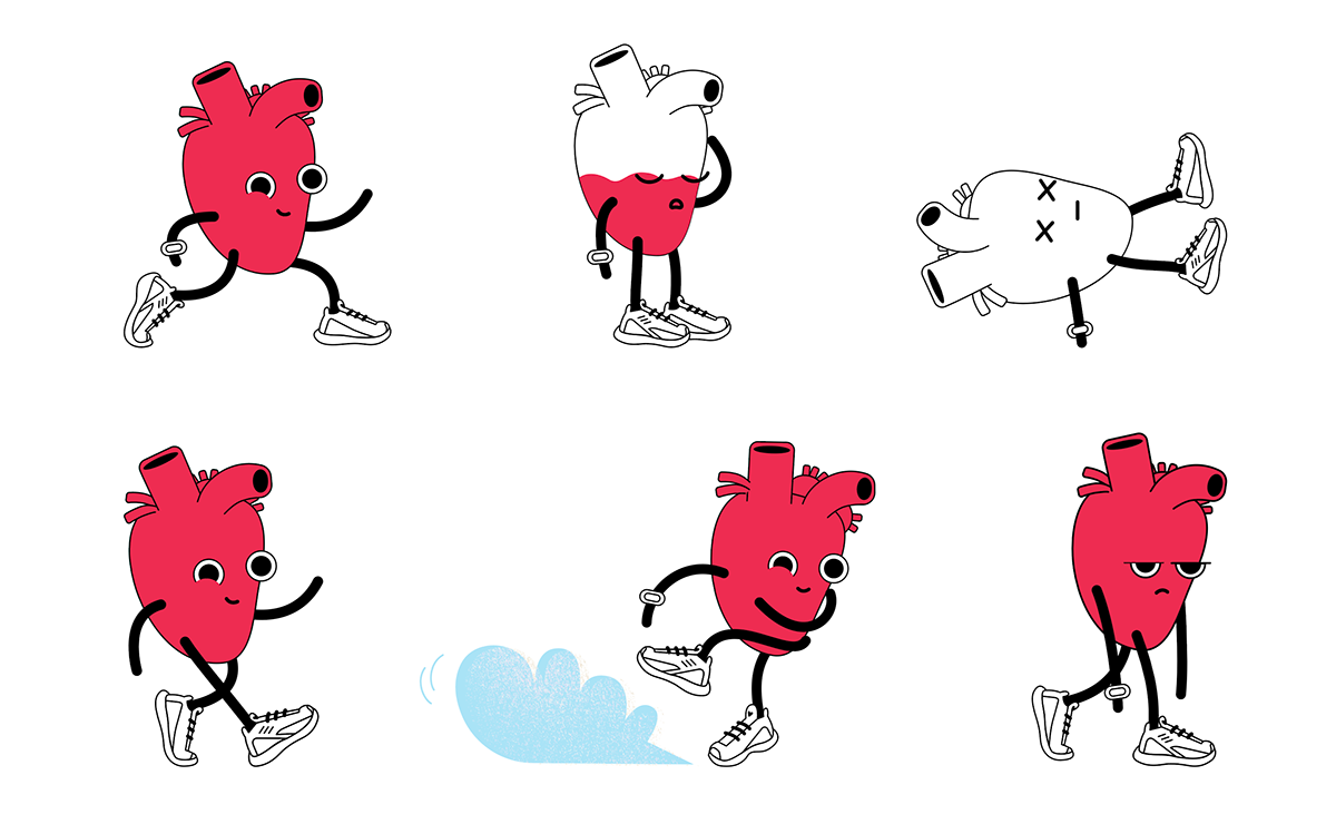 run runninghabit Health app effective Character cartoon heart