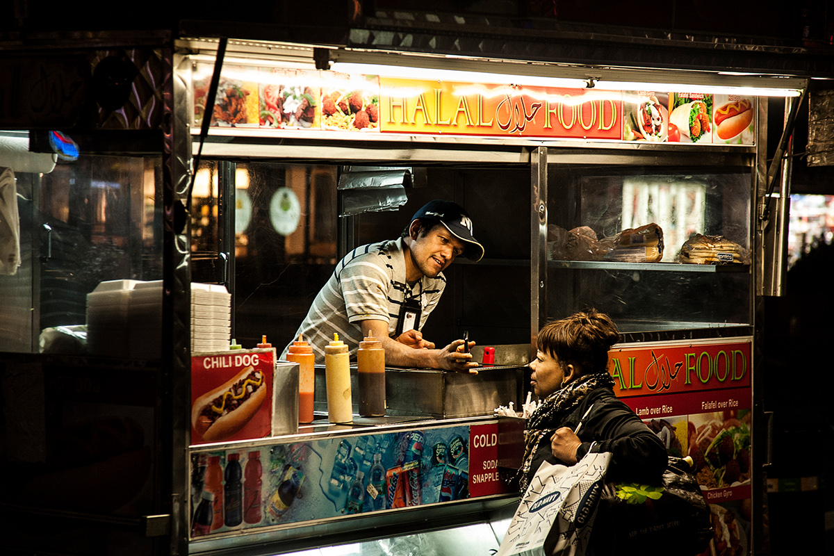 newyork city anthony cassell hot dog portrait night Stand nyc