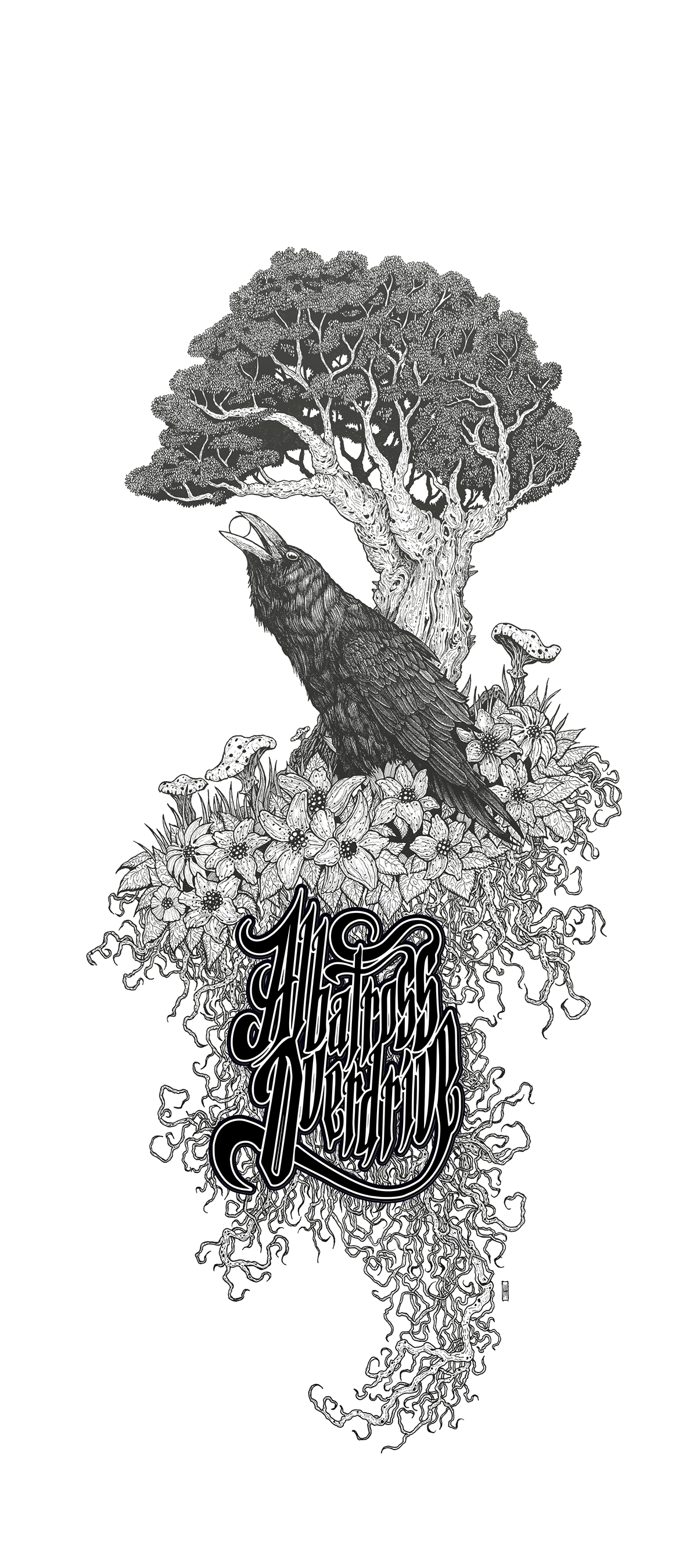 raven bandalbum albumartwork stonerrock ILLUSTRATION  ink symbolism tree of life mihai manescu poster artwork