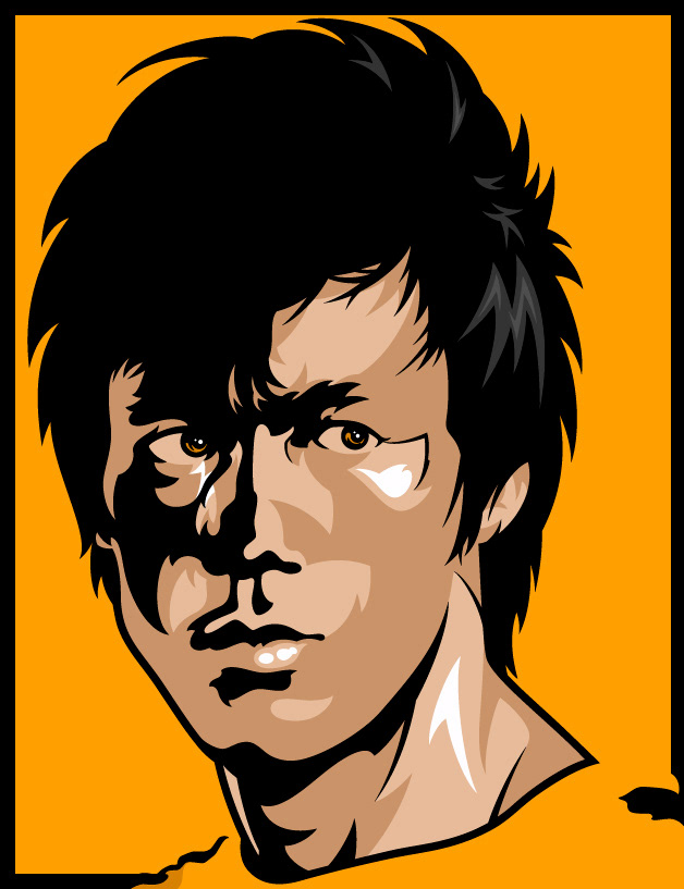 bruce lee  martial arts yellow jumpsuit dragon warrior poster vector eyes face sports fist Game of Death