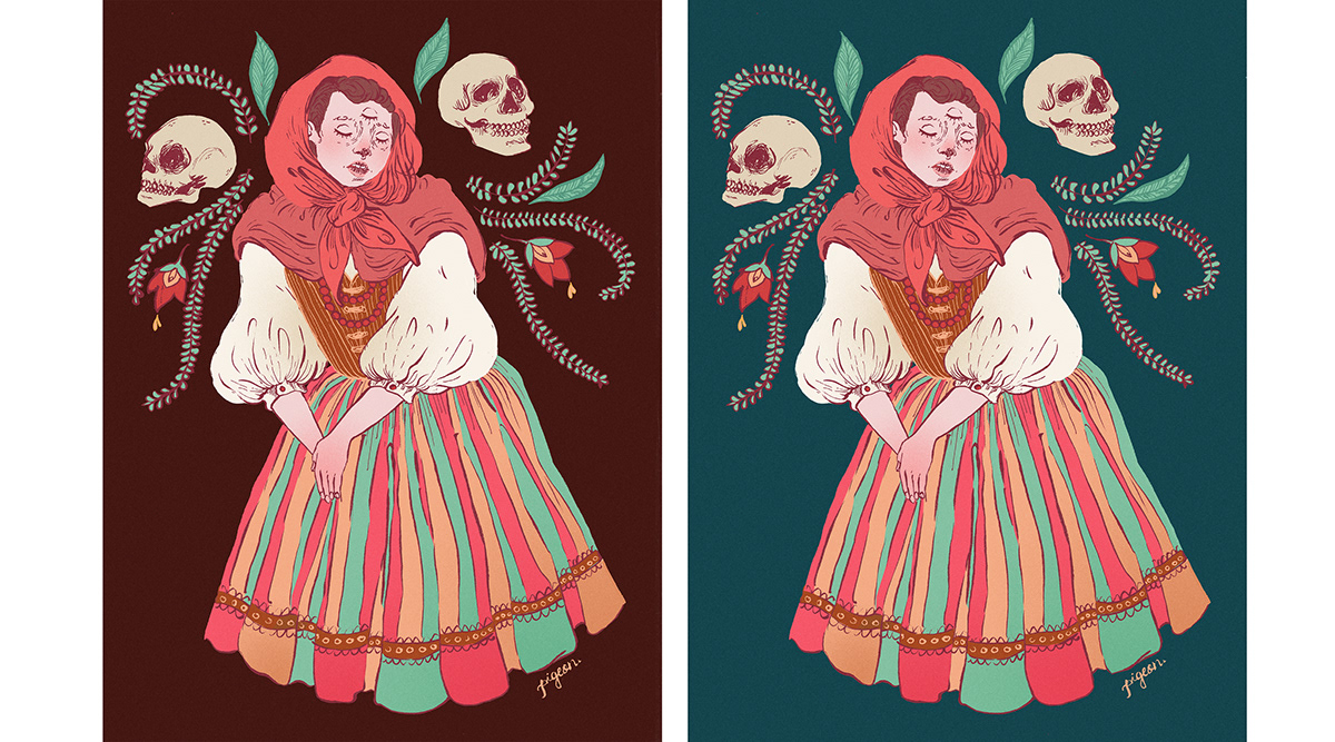 Folklore poland polish russian doll skull memento mori colorful play folktale