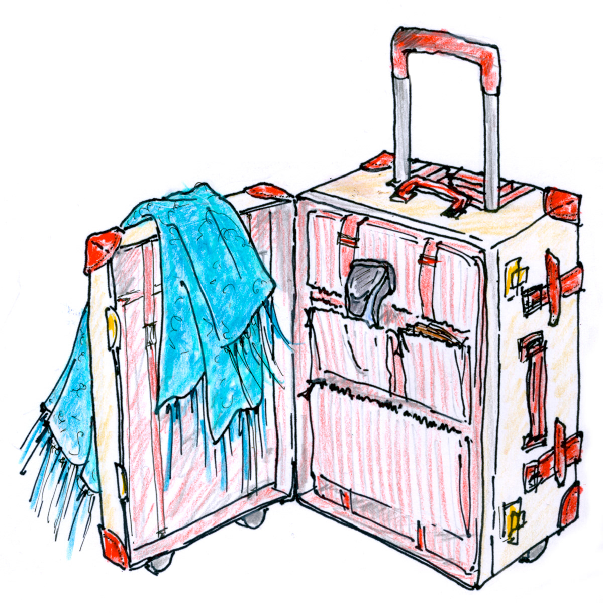 product illustration luggage travel accessories