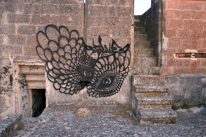 NeSpoon Graffiti installation Fame Festival Grottaglie Italy