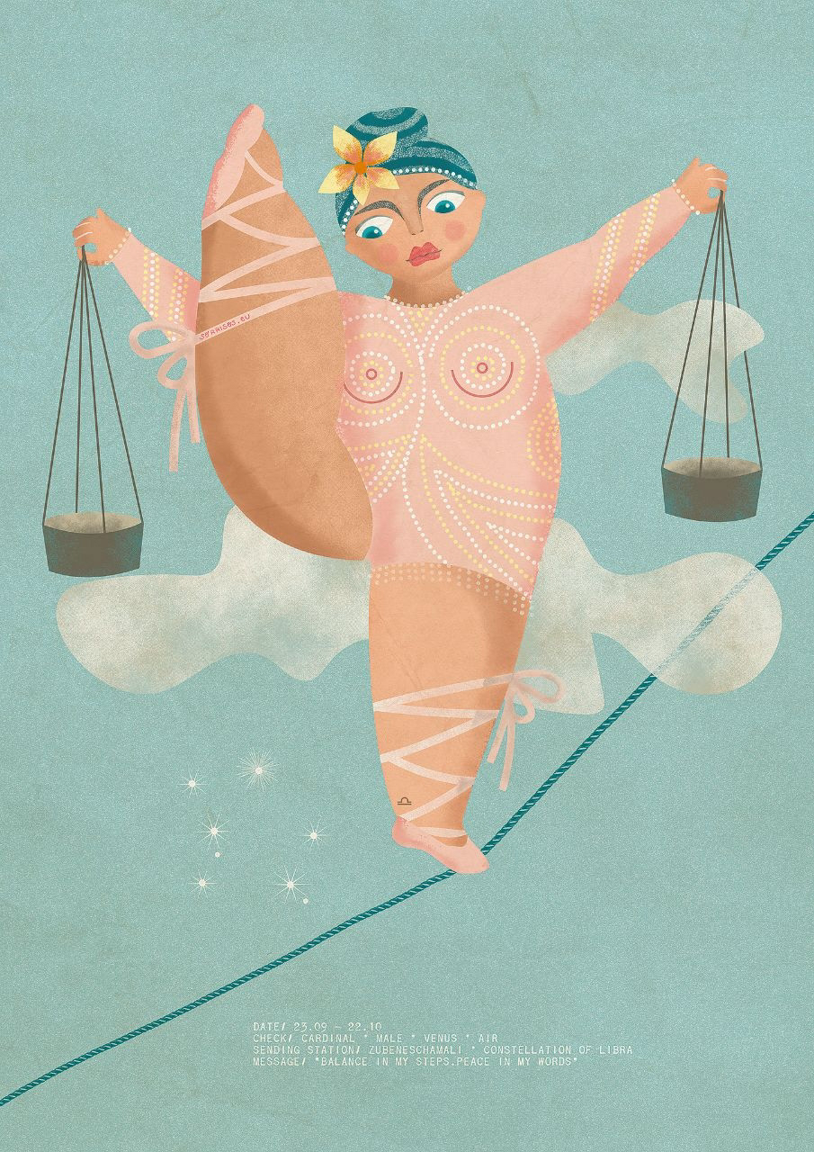 libra zodiac Astrology astrologia curvy ilustración digital AZUL balance ballet digital illustration photoshop wacom Illustrator art Fine print rosa nude