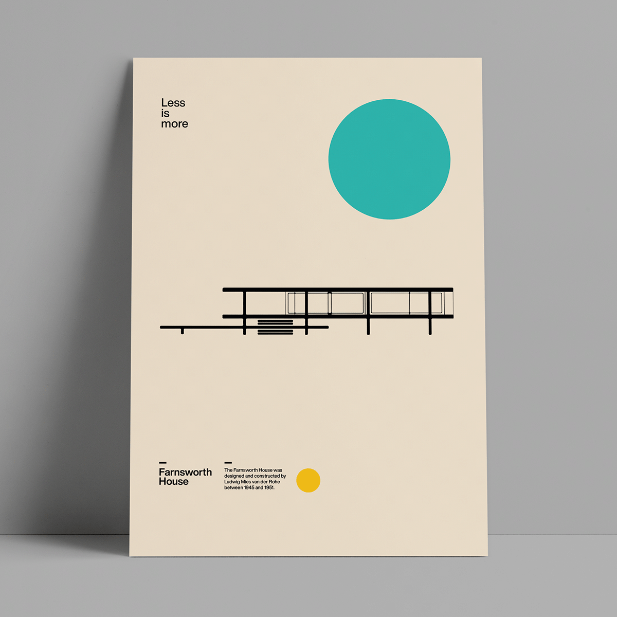 architecture bauhaus design farmsworth mies van der rohe minimal modern Mondernism poster Poster Design
