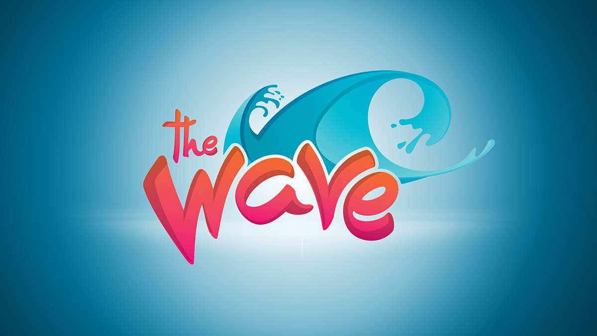 thewave youtube brand identity logo waterpark exciting Fun wisconsin dells tourist vacation type hand-drawn