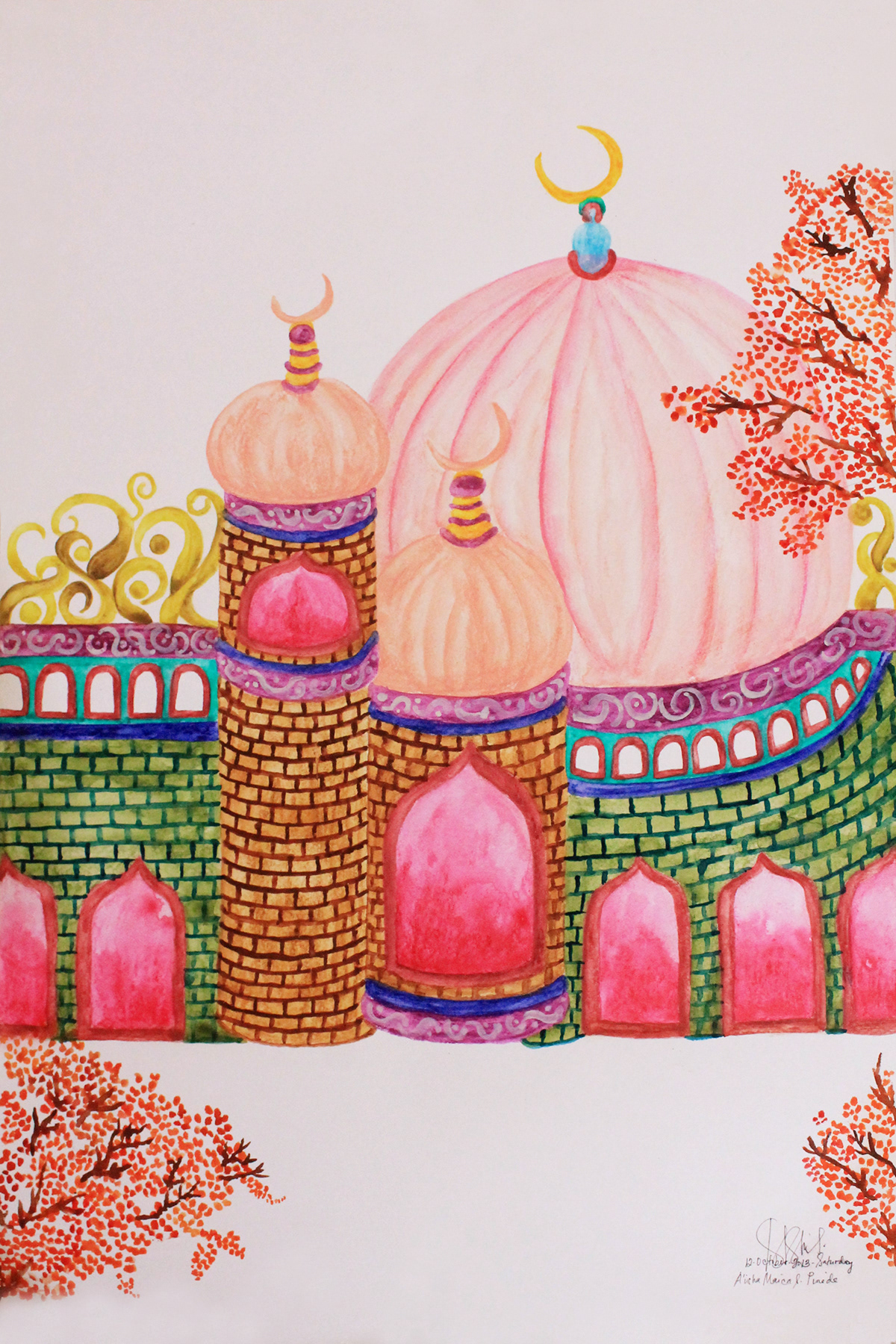 mosque masjid islamic art Islamic Architecture muslim art watercolor