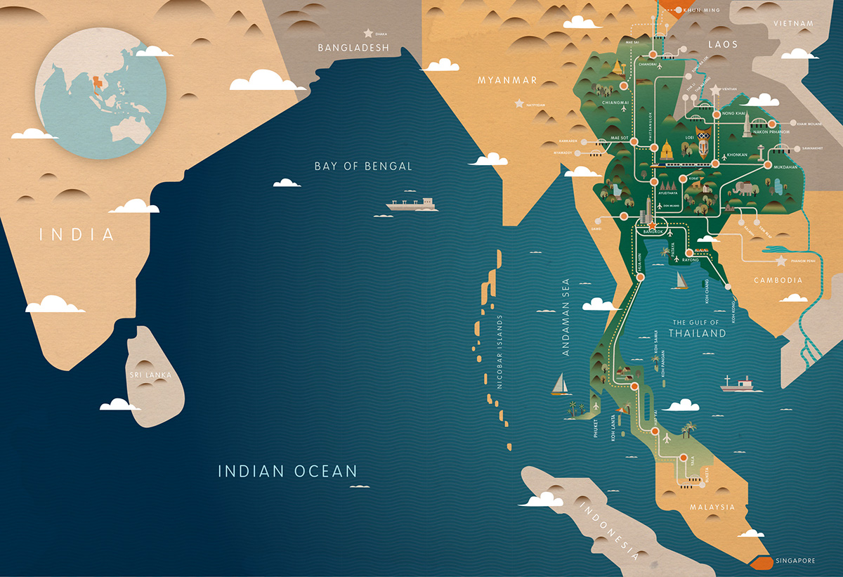Thailand map ASEAN Monocle vector asia infographic