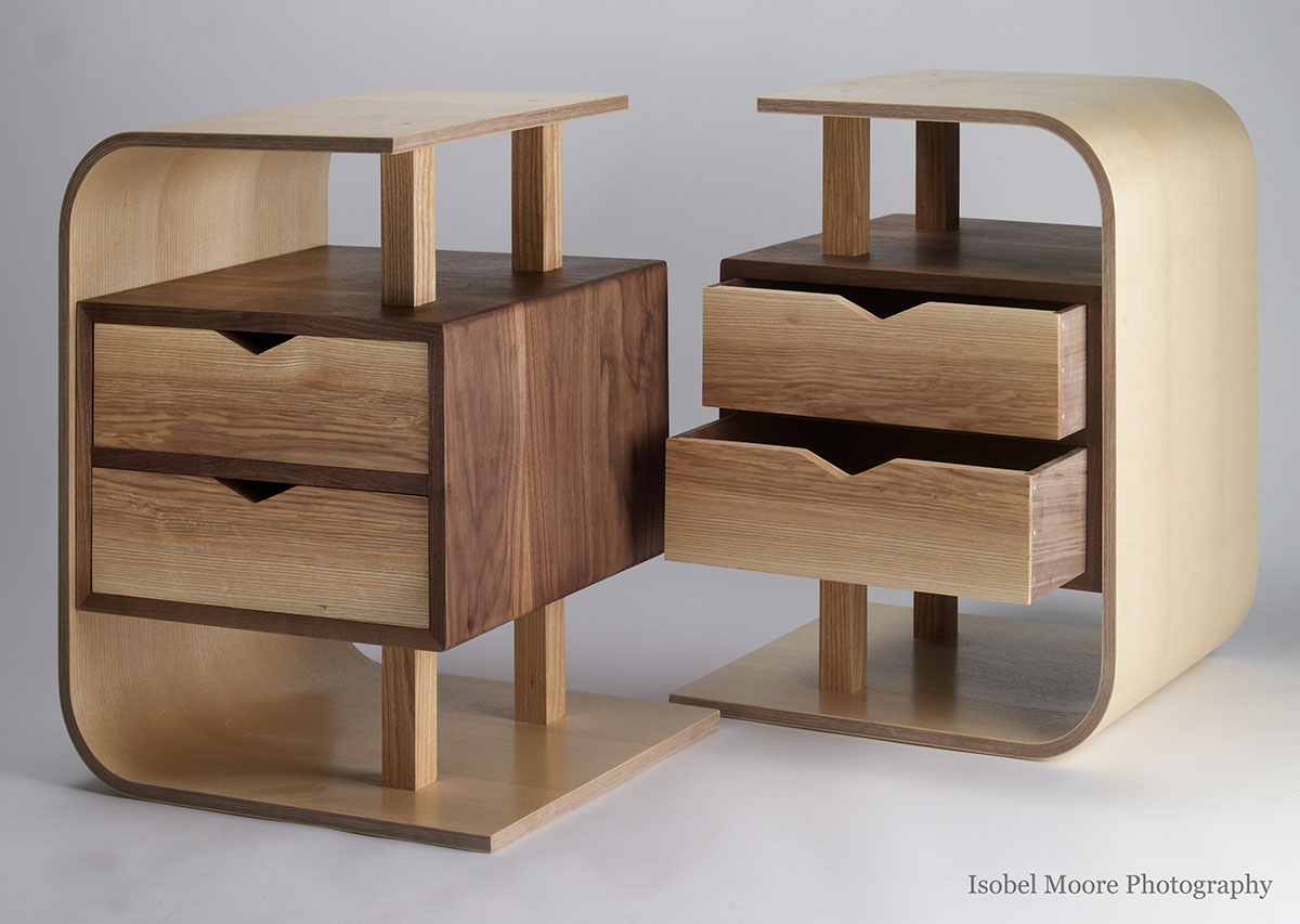 furniture Lamination storage table contemporary Black Walnut ash wood