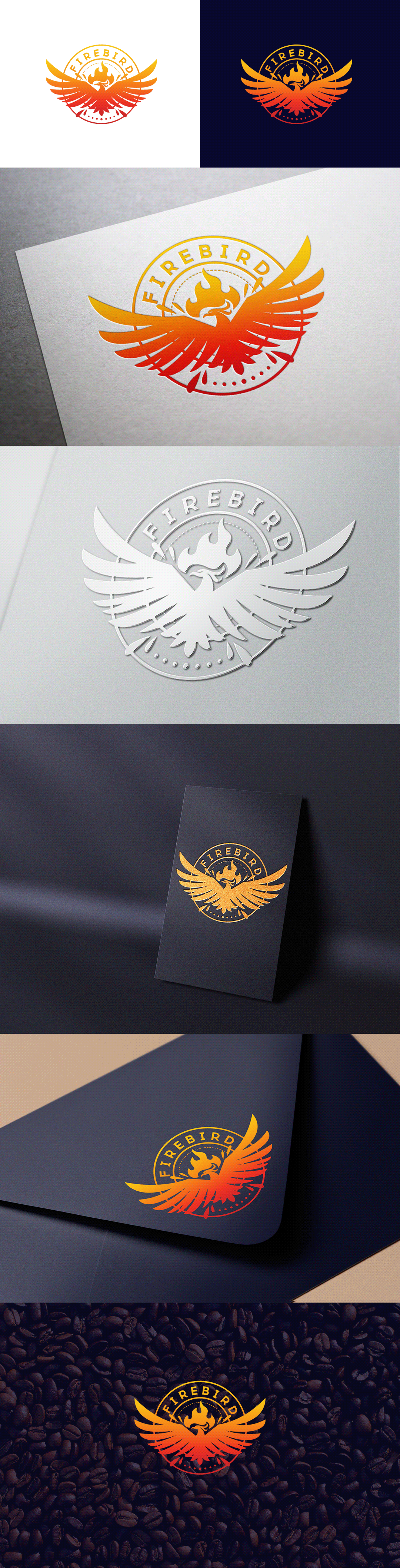 bird black brand identity fire firebird gold Logo Design Phoenix red visual