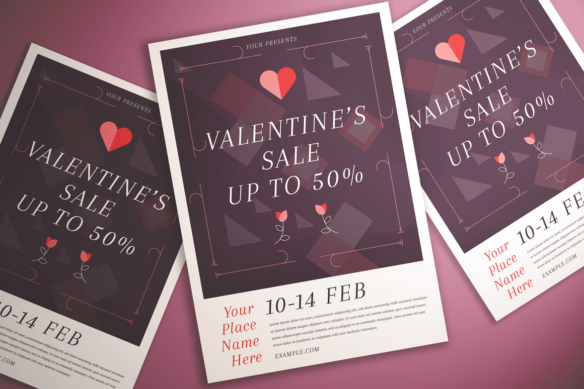 valentine sale Shopping Invitation Advertising  print purple geometric KMZVRLab vector