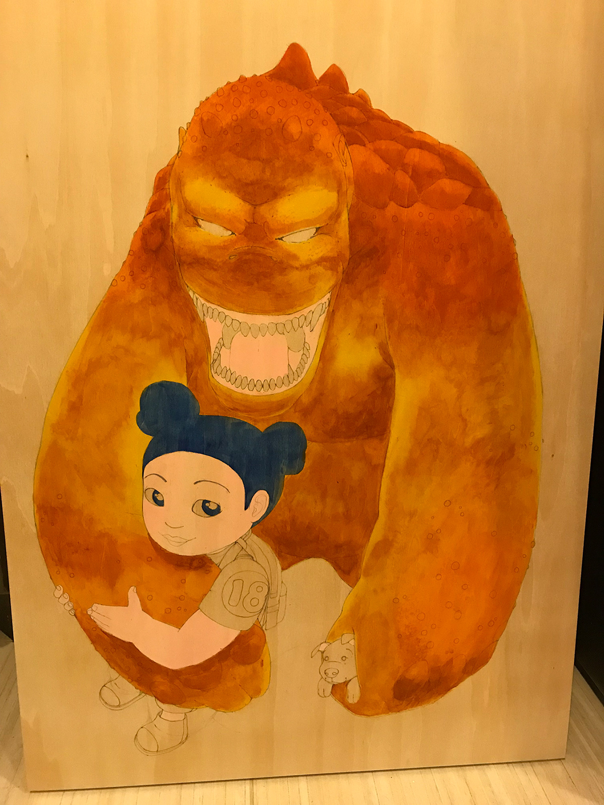 painting   art design Character creature beast girl Acrylic paint Wood Panel ILLUSTRATION 