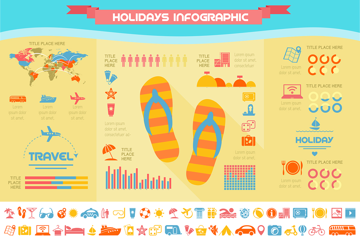 flat design Leisure vacation traveling Icon infographic Travel vector Data business visualization template element tourism