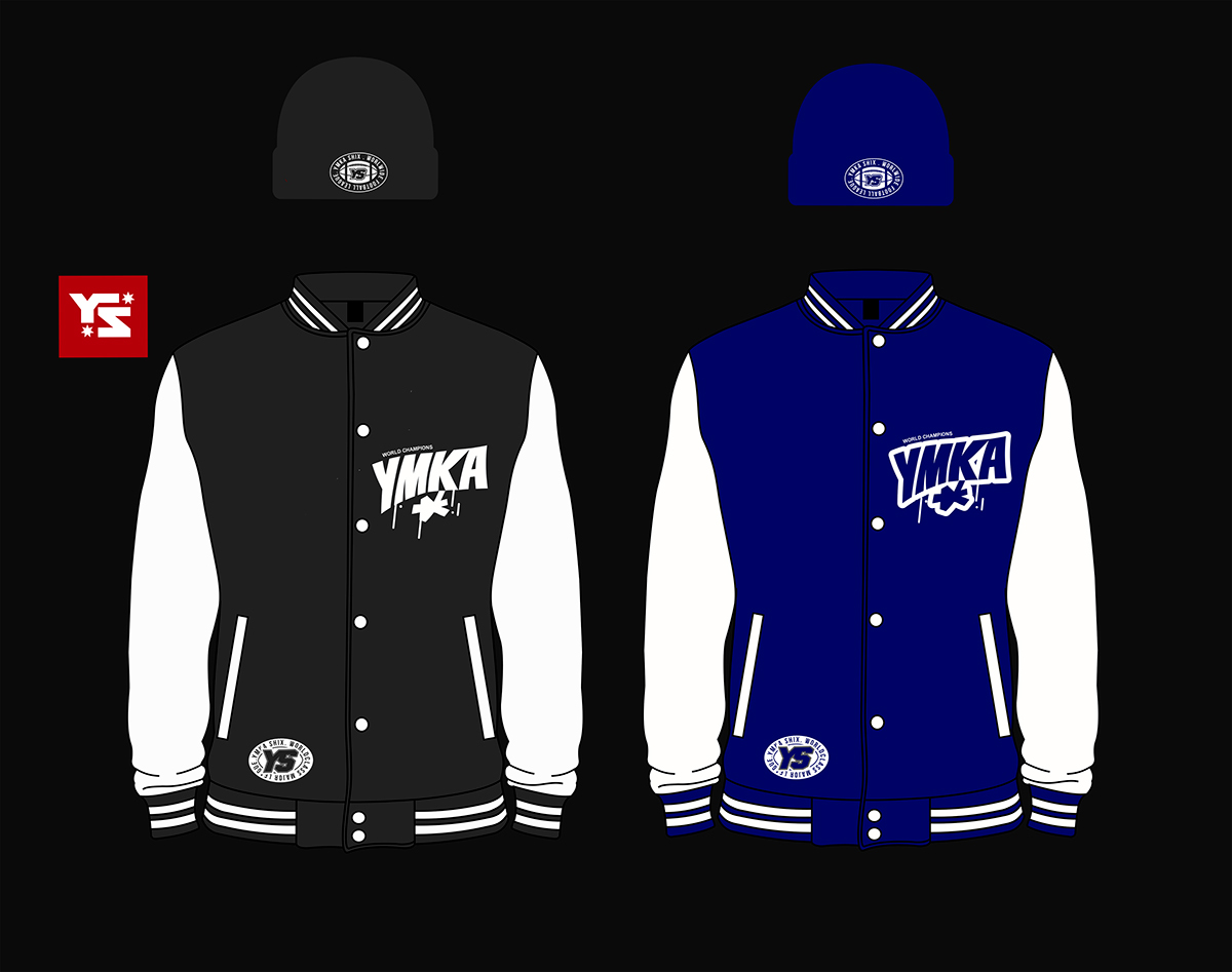 beanies varsity college jacket letterman logo type mgng YMKA sport casual wear Street Clothing ymka shix