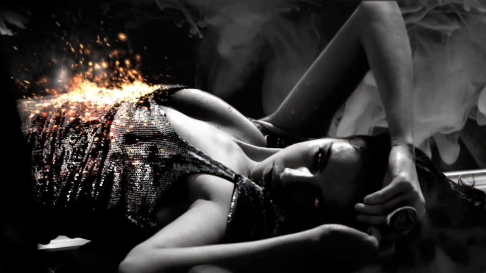 Hot sex models Beautiful women sequins fire compositing cooper vfx brunette model Show luxury