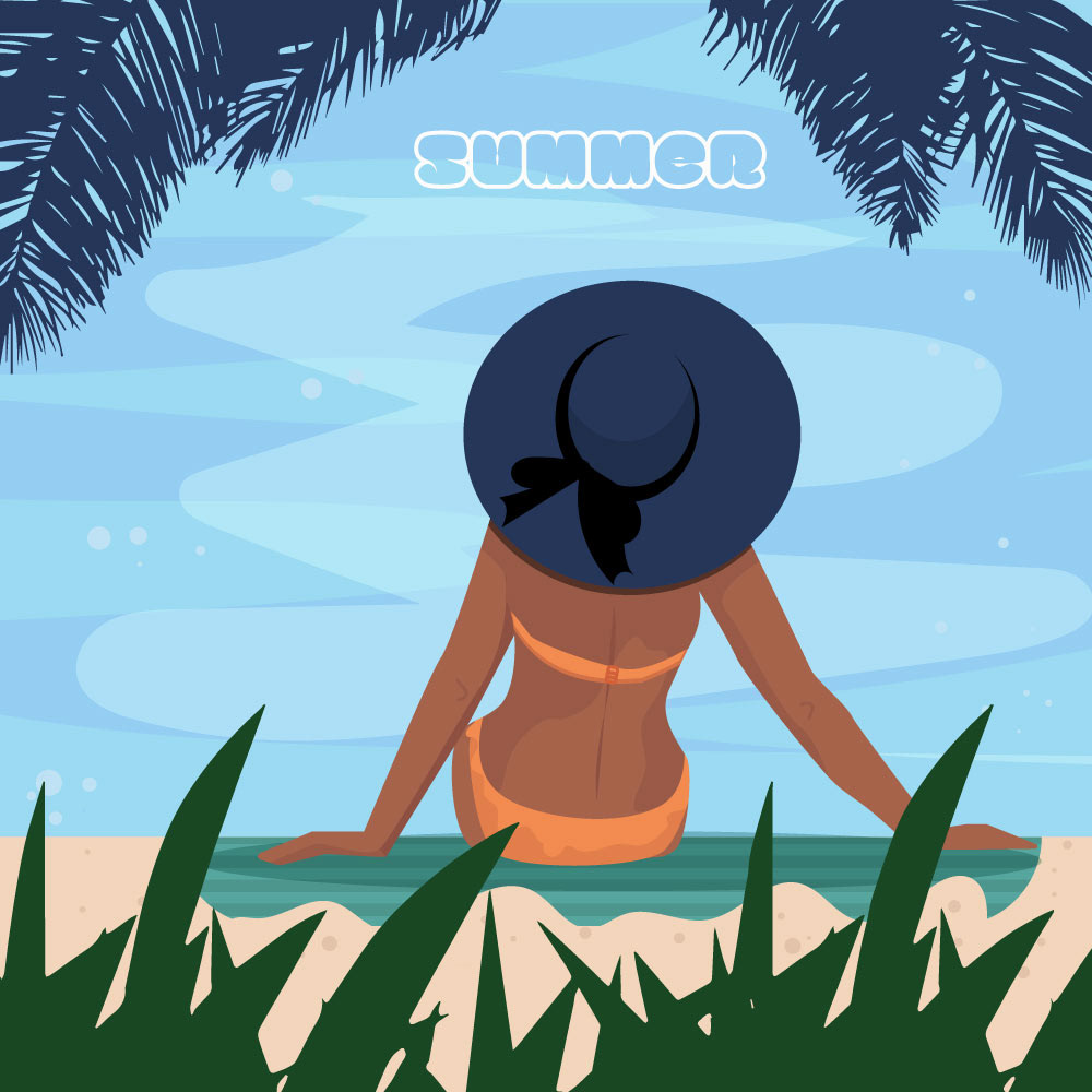 summer beach sea blue vector adobe illustrator Style beauty