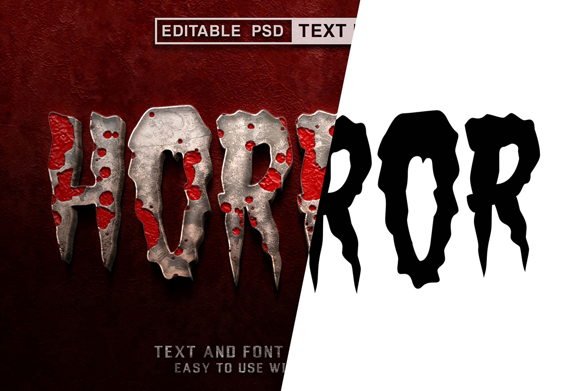 horror editable psd text effect Mockup realistic monster blood scream Halloween