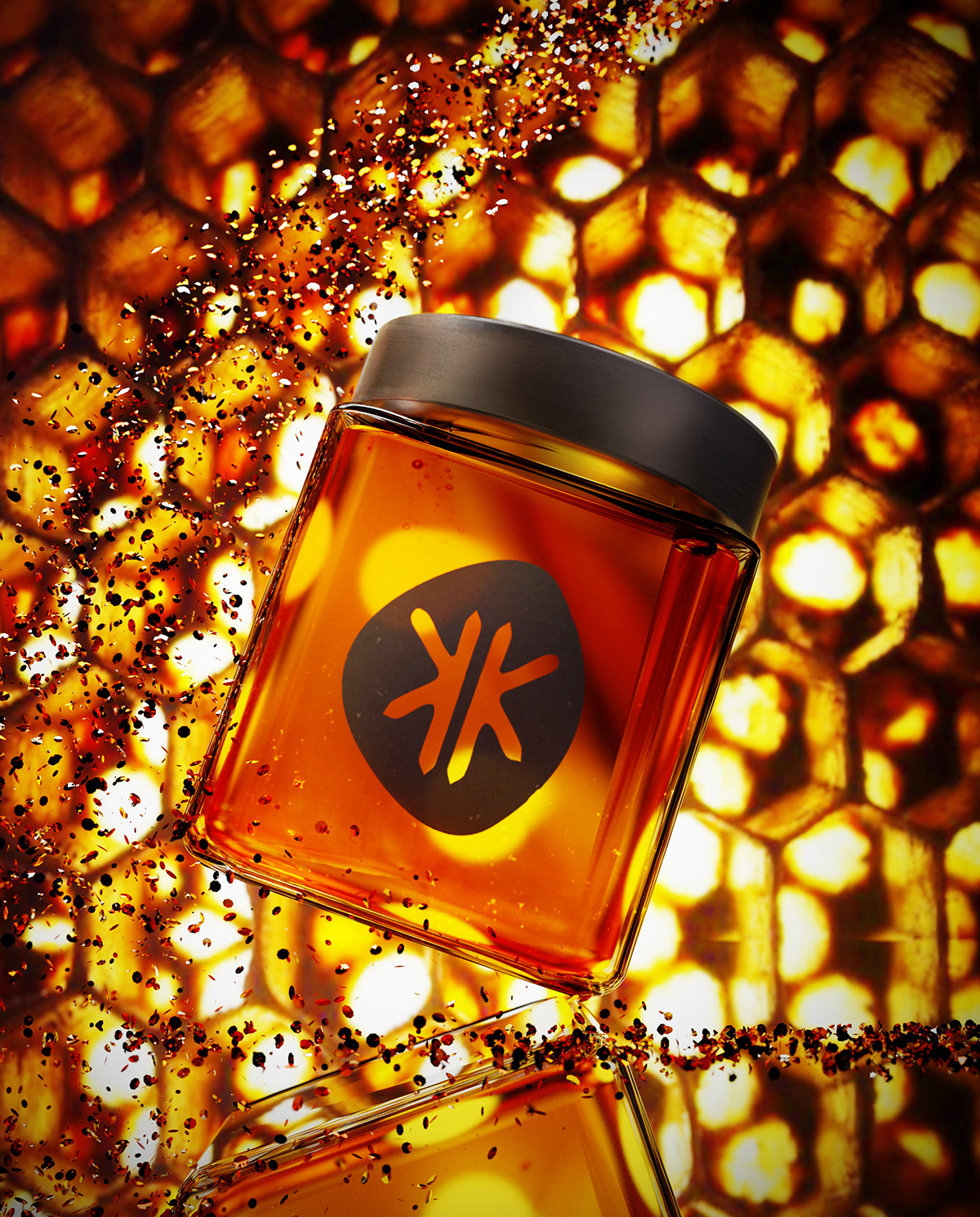 3D blender branding  glass honey jar UK