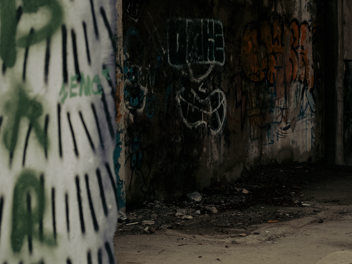 ruins Graffiti dark gloomy Isolated walls vines Canon photoshop