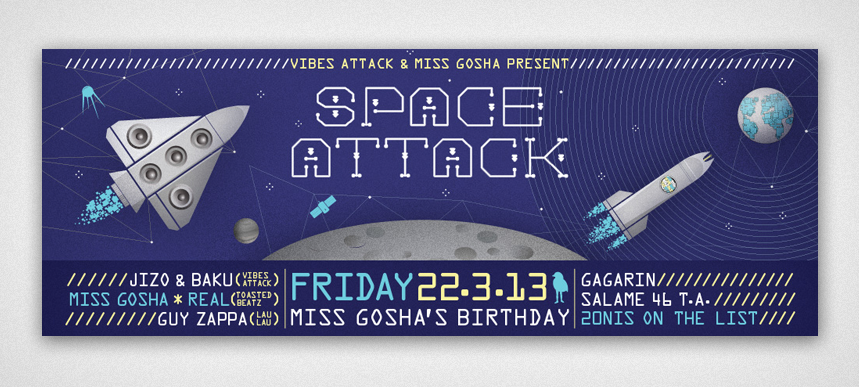 Space  blue party Invitation stars gagarin yuri DnB spaceship poster flyer twitter