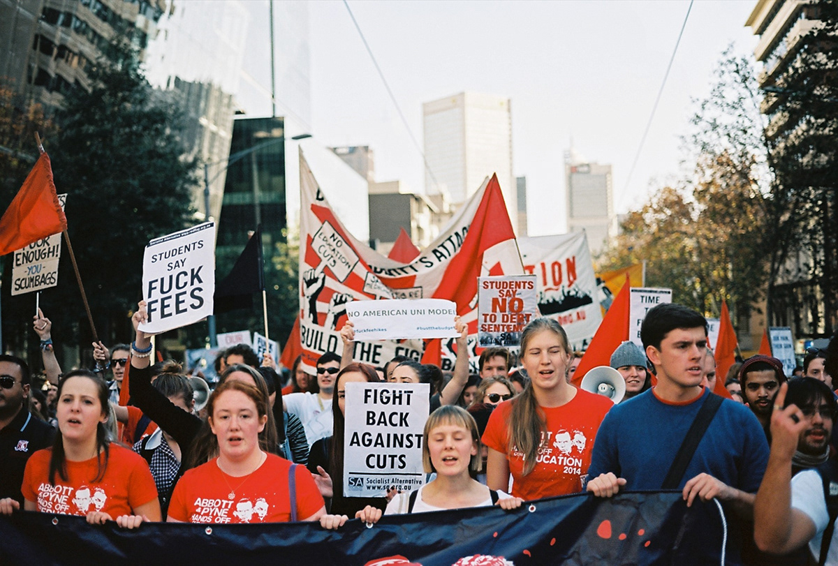 Melbourne tony abbot Australia politics protest Students liberals Labour Greens stop the boats Kodak Ektar 100 Fujifilm superior 400 contax g2 Carl Zeiss 45mm