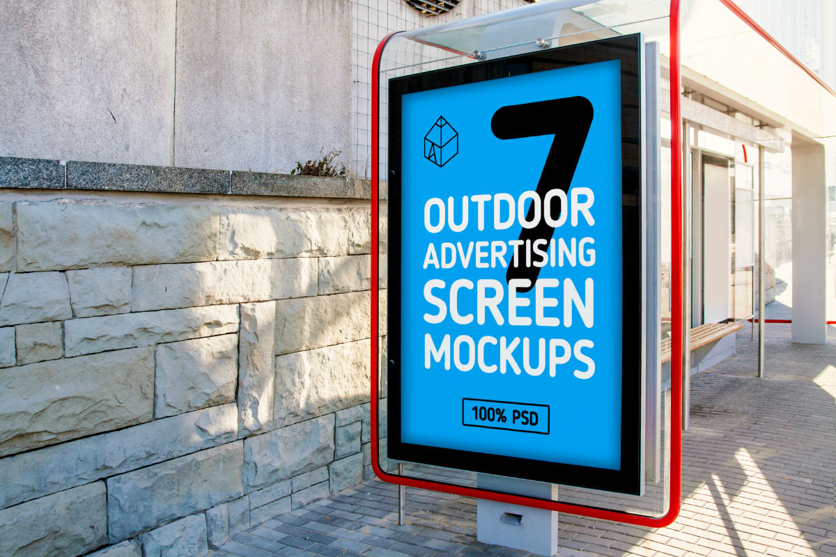 Mockup mock-up poster screen panel Outdoor Street advertisement