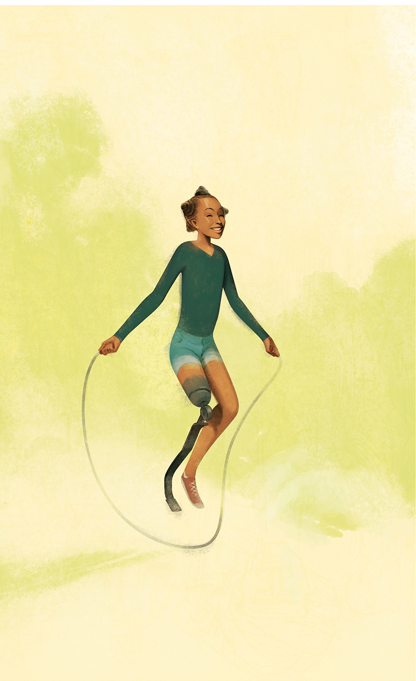 book illustration aspirational book disability prosthetic leg rope jumping skipping inspiring indian illustrator indian artist