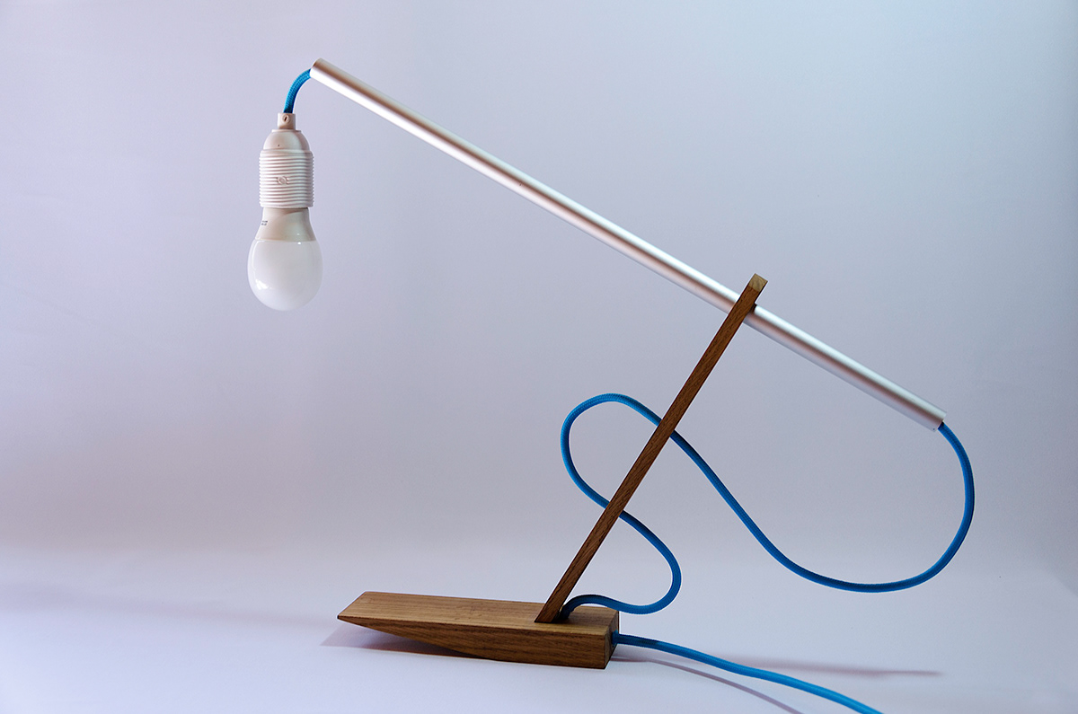 Lamp balance wood aluminium light aqua simple design oak modern