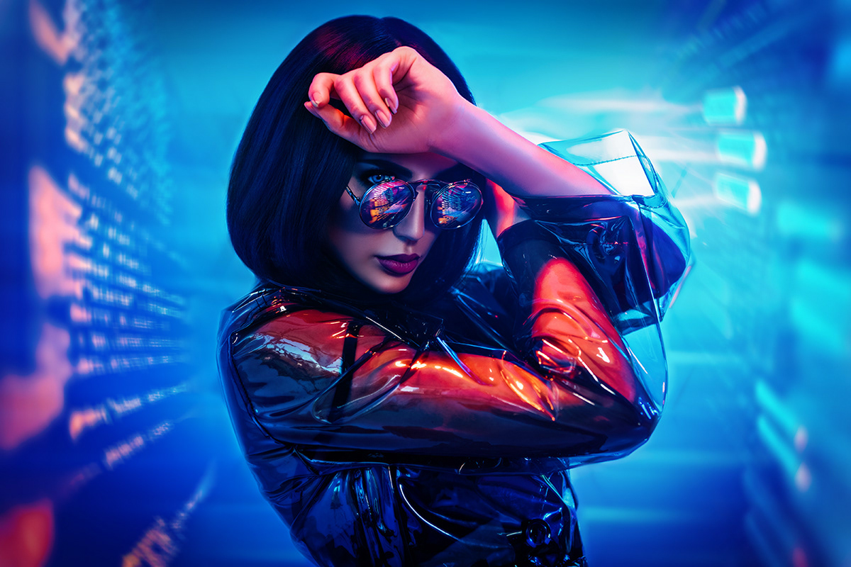 retoucher postproduction colorgrading colorgrade retouching  Behance creative Fashion  Cyberpunk futuristic