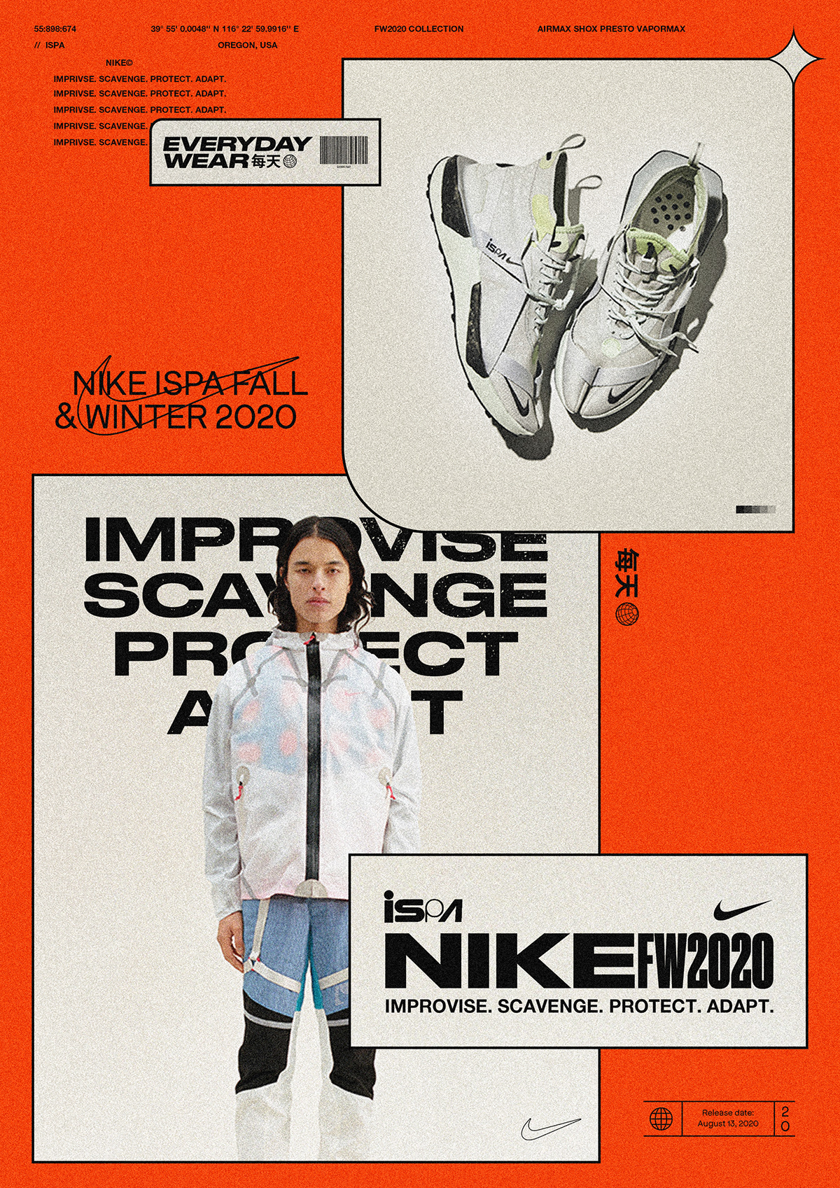 concept fw2020 graphic design  ispa Modern Design Nike nike ispa streetwear trendy offwhite