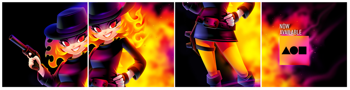 anime cartoon Character Character design  fire flame foundation girls gunslinger nft
