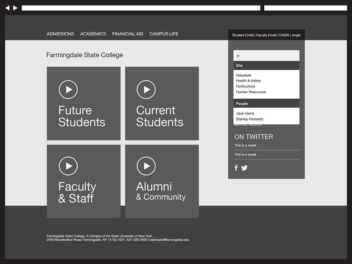 farmingdale state college homepage redesign Website IxD