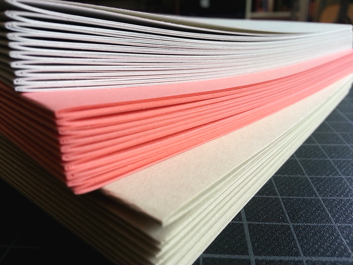 sketch book paper hand sewn self initiated texture pink grainy tactile hard cover