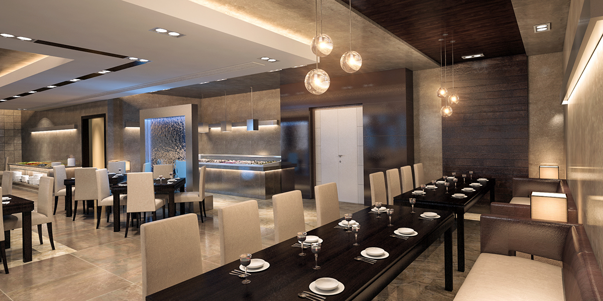 Modern Design luxury restaurants HIGH END FINISHING architectural visualization FURNISHING modern interior Interior Render rendering CGI vray 3dsmax archiviz interiordesign