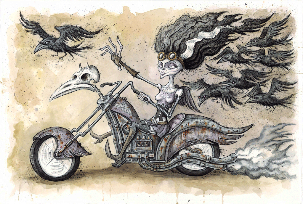 Hells Angels STEAMPUNK spooky grunge motorbikes angels dogs Demons devil bikers Harley Davidson chopper leather