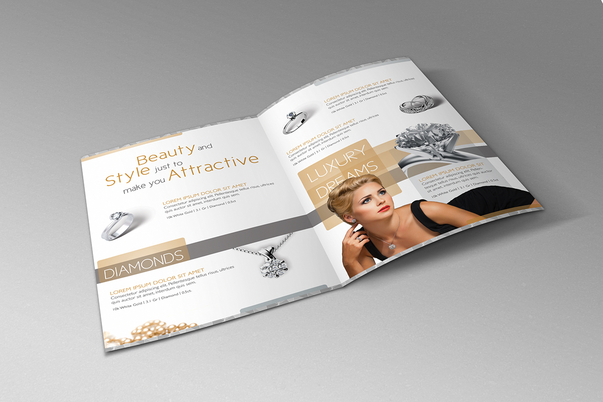beauty Bi-fold bifold brochure clean commercial diamond  jewelry luxury