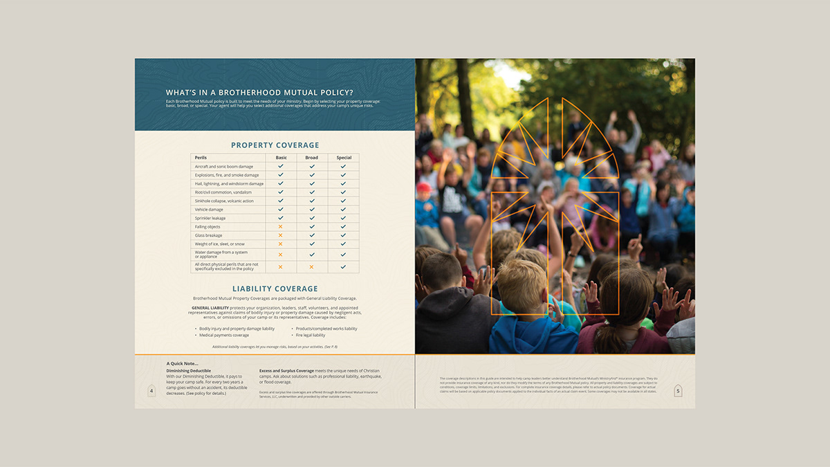 insurance brochure print design  Booklet camp Outdoor National Park graphic design  badge flyer