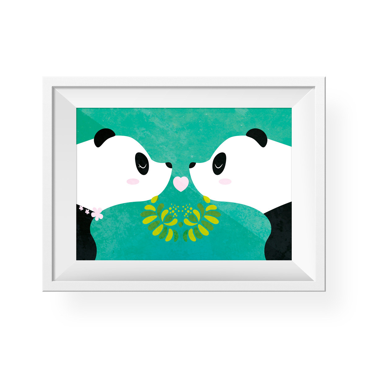 Panda  vector cute illust Lovers tshirt poster Vectorial pandas bear heart green