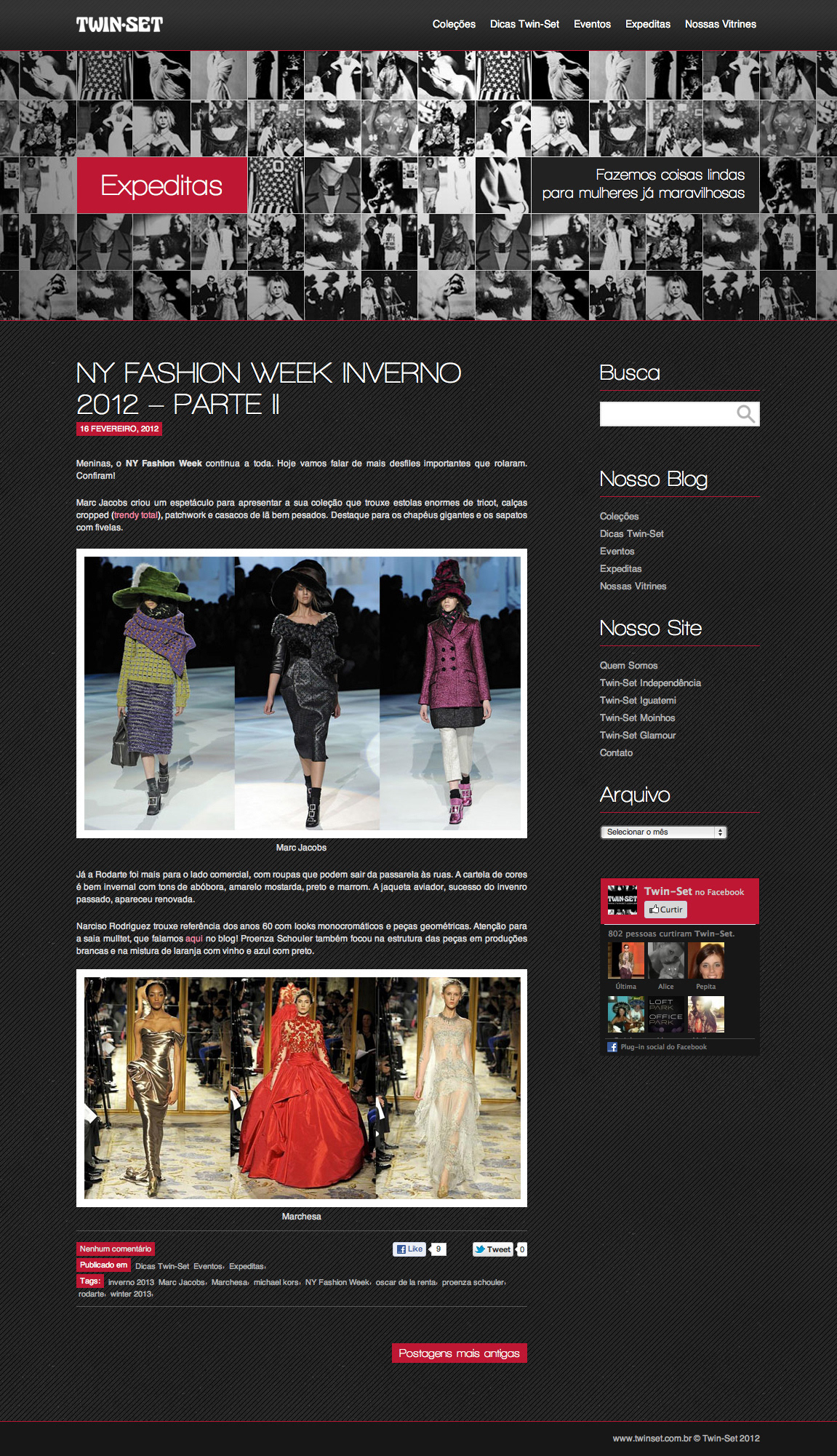 site elegant Web twinset Twin-set glamour moda clothes shop loja roupas Website Brasil porto alegre exclusive css3 html5 Blog